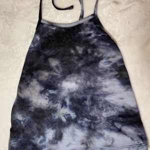 Tie dye halter tank top backless